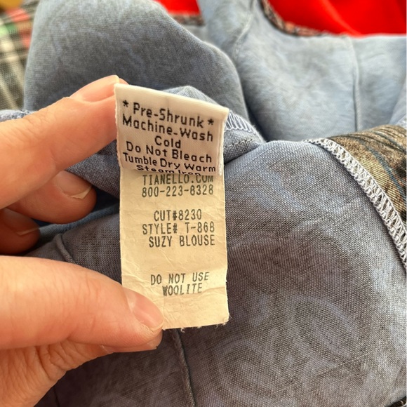 2000's Y2K Tianello Patterned Stretchy Top Peacock Feathers Stretchy Boho Brown - Picture 12 of 13